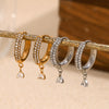 Wholesale Women's Geometric Stainless Steel 18K Gold Plated Small Love Pendant Half Drill Earrings