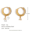 Wholesale Women's Geometric Stainless Steel 18K Gold Plated Small Love Pendant Half Drill Earrings
