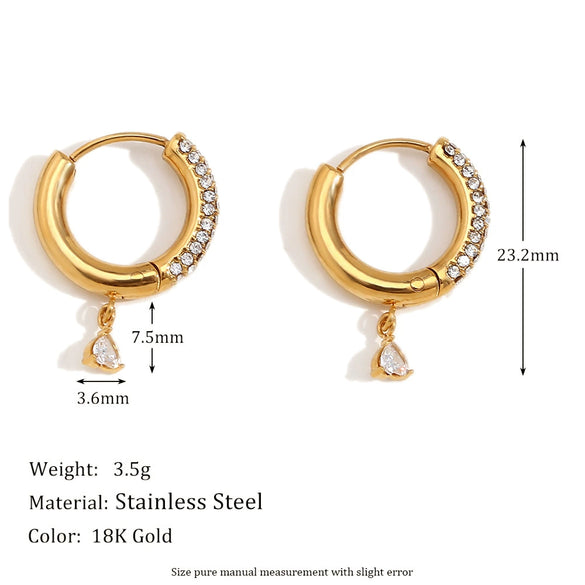 Wholesale Women's Geometric Stainless Steel 18K Gold Plated Small Love Pendant Half Drill Earrings