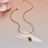 Wholesale Women's Geometric Stainless Steel 18K Gold Plated Square Pendant Necklace For Office Ladies