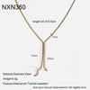 Wholesale Women's Geometric Stainless Steel 18K Gold Plated Tassel Necklace With Tennis Chain
