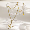 Wholesale Women's Geometric Stainless Steel 18K Gold Plated Tassel Necklace With Tennis Chain