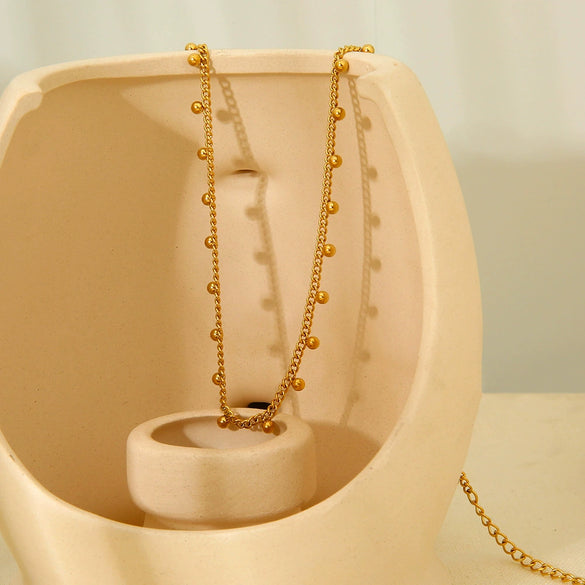 Wholesale Women's Geometric Stainless Steel 18K Gold Plated Tassel Necklace
