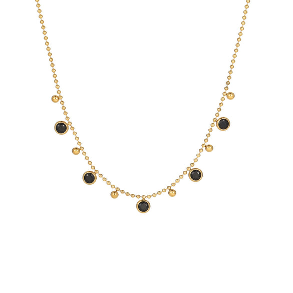 Wholesale Women's Geometric Stainless Steel 18K Gold Plated Tassel Zircon Necklace Fashion Jewelry