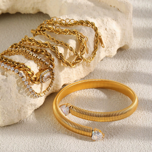 Wholesale Women's Geometric Stainless Steel 18K Gold Plated Vacuum Plated Fashion Bracelet