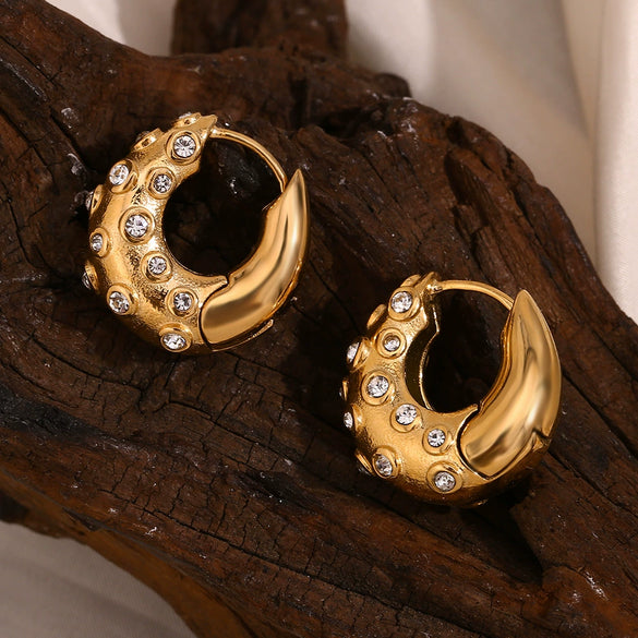 Wholesale Women's Geometric Stainless Steel 18K Gold Plated Vintage Irregular Mini Ear Buckle Earrings