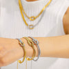 Wholesale Women's Geometric Stainless Steel 18K Gold Vacuum Plated Snakeshaped Necklace And Bracelet Combination