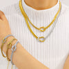 Wholesale Women's Geometric Stainless Steel 18K Gold Vacuum Plated Snakeshaped Necklace And Bracelet Combination