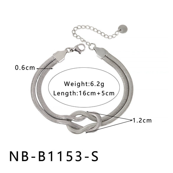 Wholesale Women's Geometric Stainless Steel 18K Gold Vacuum Plated Snakeshaped Necklace And Bracelet Combination