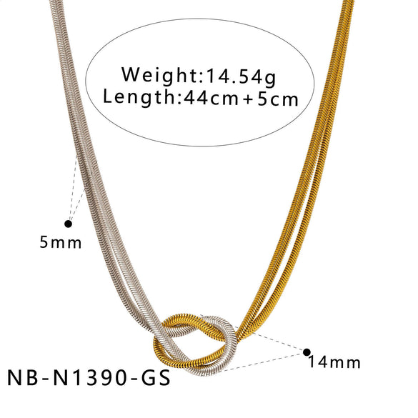 Wholesale Women's Geometric Stainless Steel 18K Gold Vacuum Plated Snakeshaped Necklace And Bracelet Combination