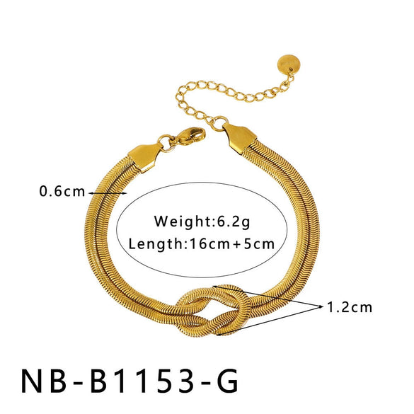 Wholesale Women's Geometric Stainless Steel 18K Gold Vacuum Plated Snakeshaped Necklace And Bracelet Combination