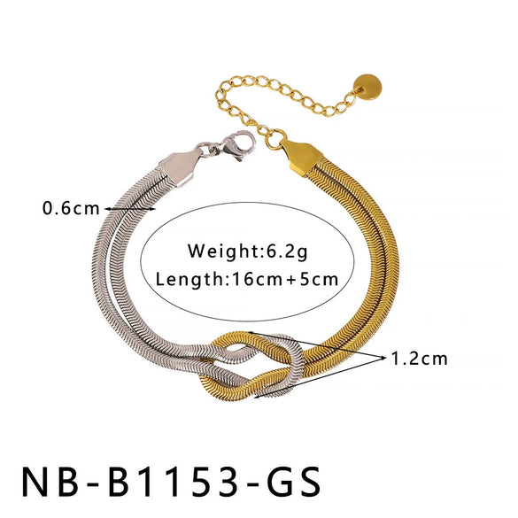 Wholesale Women's Geometric Stainless Steel 18K Gold Vacuum Plated Snakeshaped Necklace And Bracelet Combination