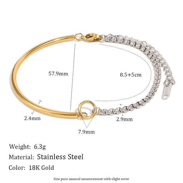 Wholesale Women's Geometric Stainless Steel 18K Goldplated Bracelet