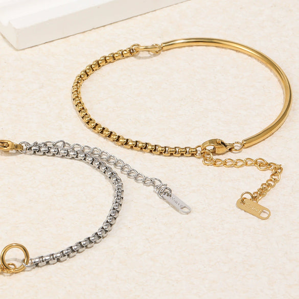 Wholesale Women's Geometric Stainless Steel 18K Goldplated Bracelet