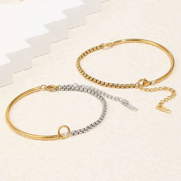Wholesale Women's Geometric Stainless Steel 18K Goldplated Bracelet