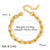 Wholesale Women's Geometric Stainless Steel 18K Goldplated Bracelets With Rock Elements