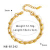 Wholesale Women's Geometric Stainless Steel 18K Goldplated Bracelets With Rock Elements