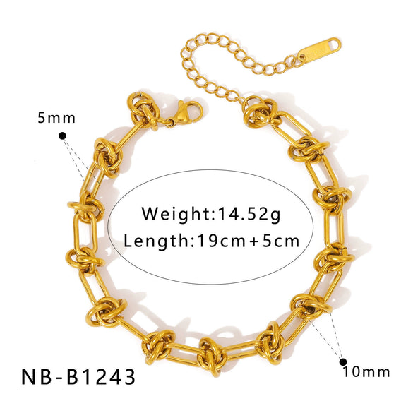 Wholesale Women's Geometric Stainless Steel 18K Goldplated Bracelets With Rock Elements