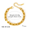 Wholesale Women's Geometric Stainless Steel 18K Goldplated Bracelets With Rock Elements