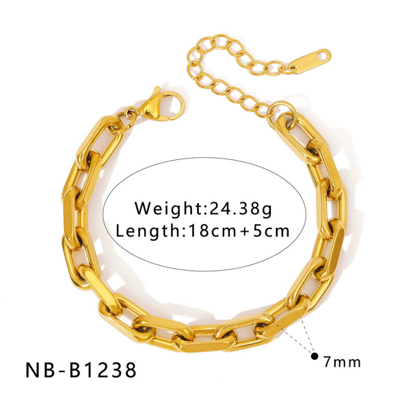 Wholesale Women's Geometric Stainless Steel 18K Goldplated Bracelets With Rock Elements