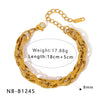 Wholesale Women's Geometric Stainless Steel 18K Goldplated Bracelets With Rock Elements