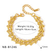 Wholesale Women's Geometric Stainless Steel 18K Goldplated Bracelets With Rock Elements