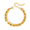 Wholesale Women's Geometric Stainless Steel 18K Goldplated Bracelets With Rock Elements