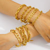 Wholesale Women's Geometric Stainless Steel 18K Goldplated Bracelets With Rock Elements