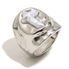 Wholesale Women's Geometric Stainless Steel 18K Goldplated Cross Oval Ring Jewelry Accessories