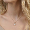 Wholesale Women's Geometric 304 Stainless Steel 18K Goldplated Diamondstudded Gradient Zircon Pendant Calendering Chain Necklace
