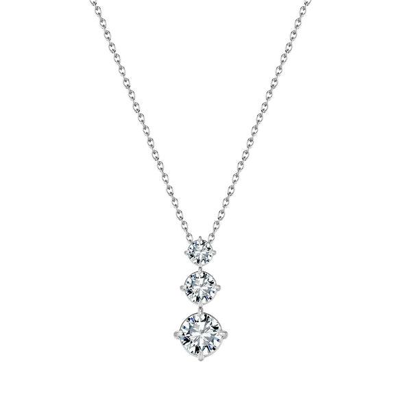 Wholesale Women's Geometric 304 Stainless Steel 18K Goldplated Diamondstudded Gradient Zircon Pendant Calendering Chain Necklace
