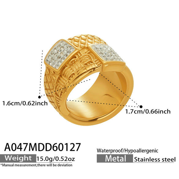 Wholesale Women's Geometric Stainless Steel 18K Goldplated Electroplated Hiphop Ring Jewelry