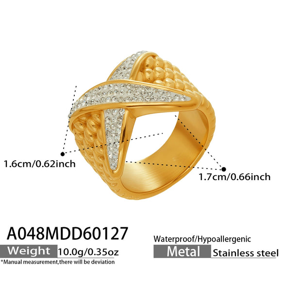 Wholesale Women's Geometric Stainless Steel 18K Goldplated Electroplated Hiphop Ring Jewelry