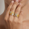 Wholesale Women's Geometric Stainless Steel 18K Goldplated Electroplated Hiphop Ring Jewelry