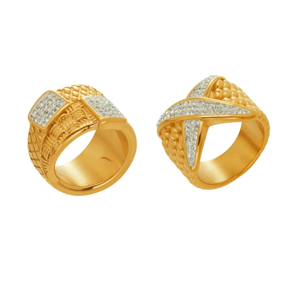 Wholesale Women's Geometric Stainless Steel 18K Goldplated Electroplated Hiphop Ring Jewelry