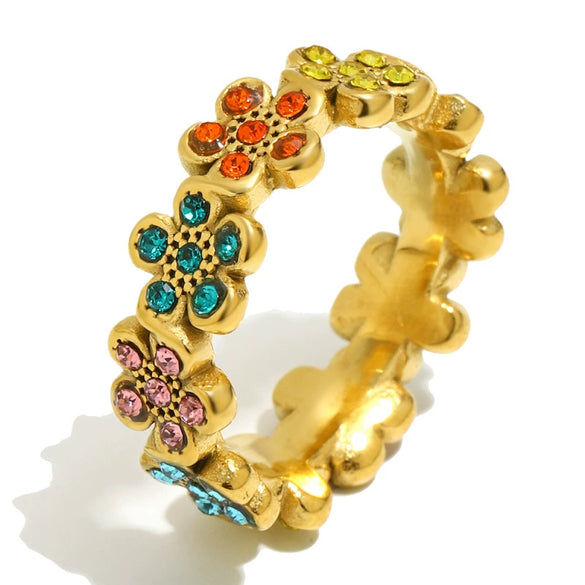 Wholesale Women's Geometric Stainless Steel 18K Goldplated Luxury Ring