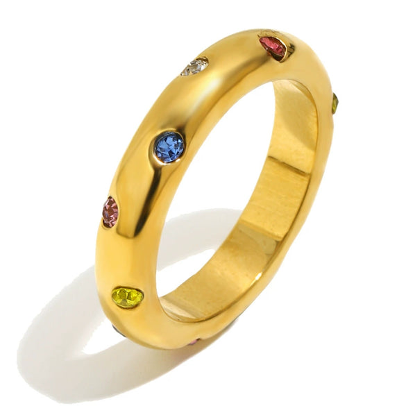 Wholesale Women's Geometric Stainless Steel 18K Goldplated Luxury Ring