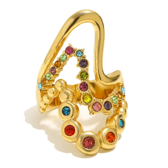 Wholesale Women's Geometric Stainless Steel 18K Goldplated Luxury Ring