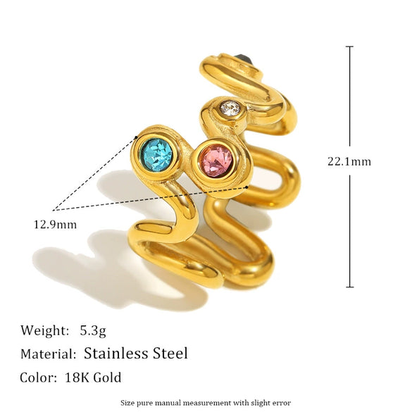 Wholesale Women's Geometric Stainless Steel 18K Goldplated Luxury Ring