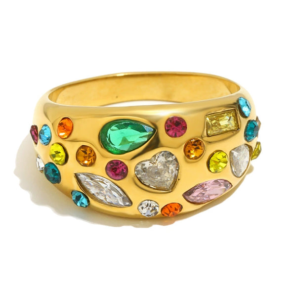 Wholesale Women's Geometric Stainless Steel 18K Goldplated Luxury Ring