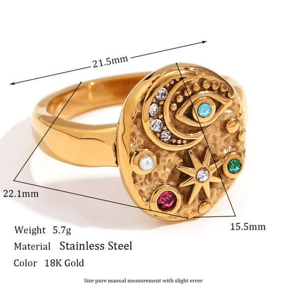 Wholesale Women's Geometric Stainless Steel 18K Goldplated Luxury Ring