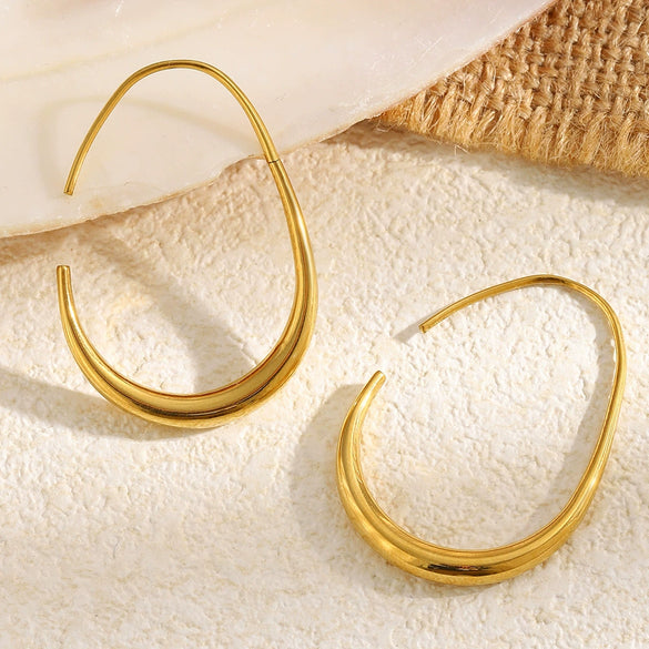 Wholesale Women's Geometric Stainless Steel 18K Goldplated Minimalist Earrings