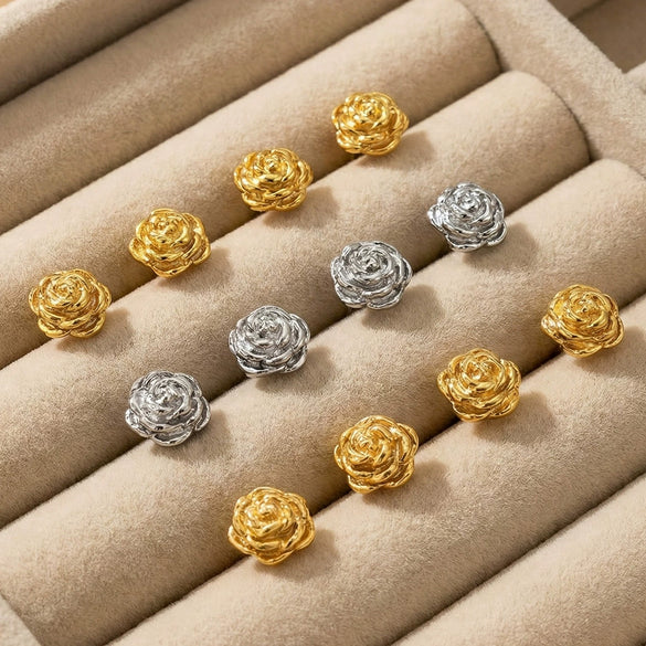 Wholesale Women's Geometric Stainless Steel 18K Goldplated Niche Style Earrings