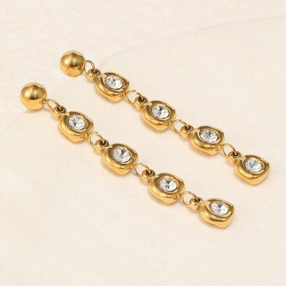 Wholesale Women's Geometric Stainless Steel 18K Goldplated Niche Style Earrings