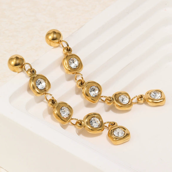 Wholesale Women's Geometric Stainless Steel 18K Goldplated Niche Style Earrings