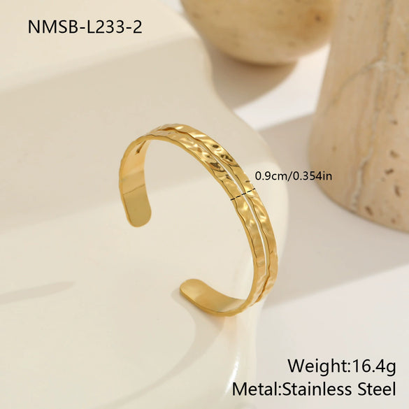 Wholesale Women's Geometric Stainless Steel 18K Goldplated Open Bracelet Fashion Jewelry