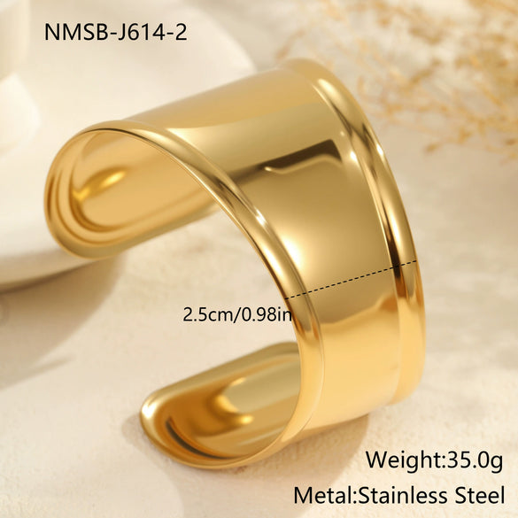 Wholesale Women's Geometric Stainless Steel 18K Goldplated Open Bracelet Fashion Jewelry