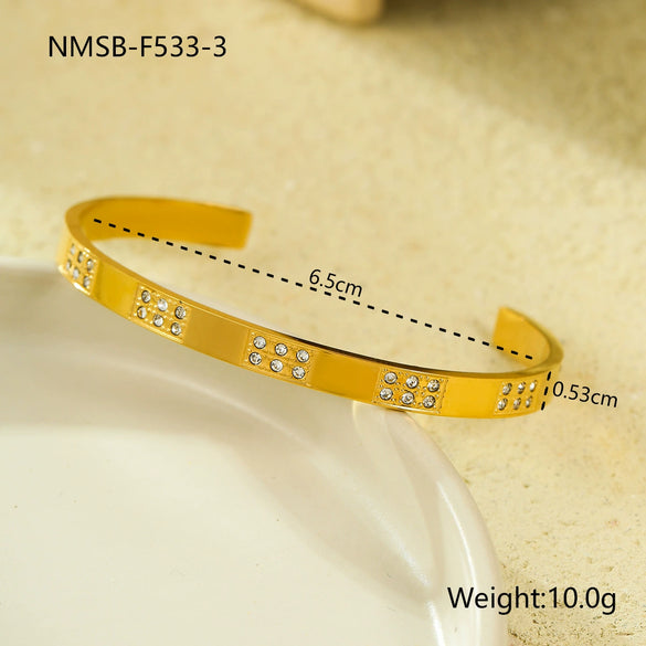 Wholesale Women's Geometric Stainless Steel 18K Goldplated Open Bracelet Fashion Jewelry