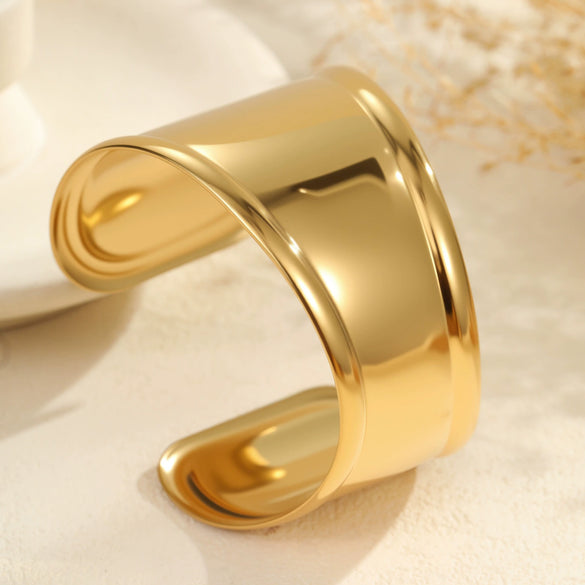 Wholesale Women's Geometric Stainless Steel 18K Goldplated Open Bracelet Fashion Jewelry