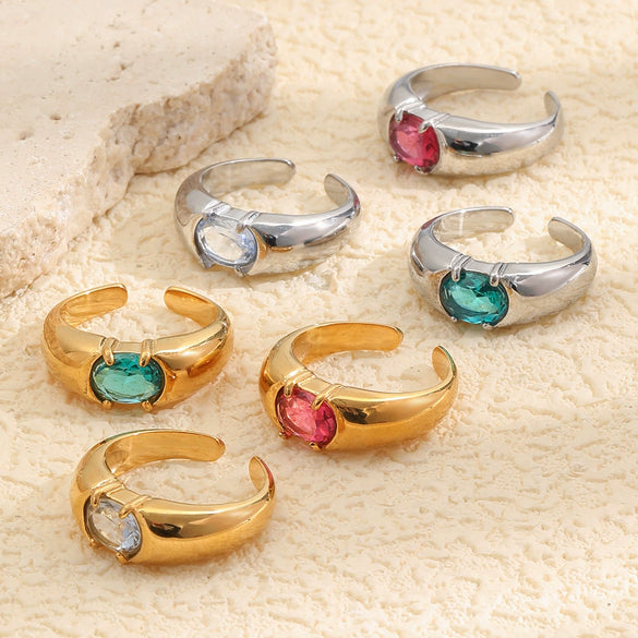 Wholesale Women's Geometric Stainless Steel 18K Goldplated Open Ring Jewelry Accessories